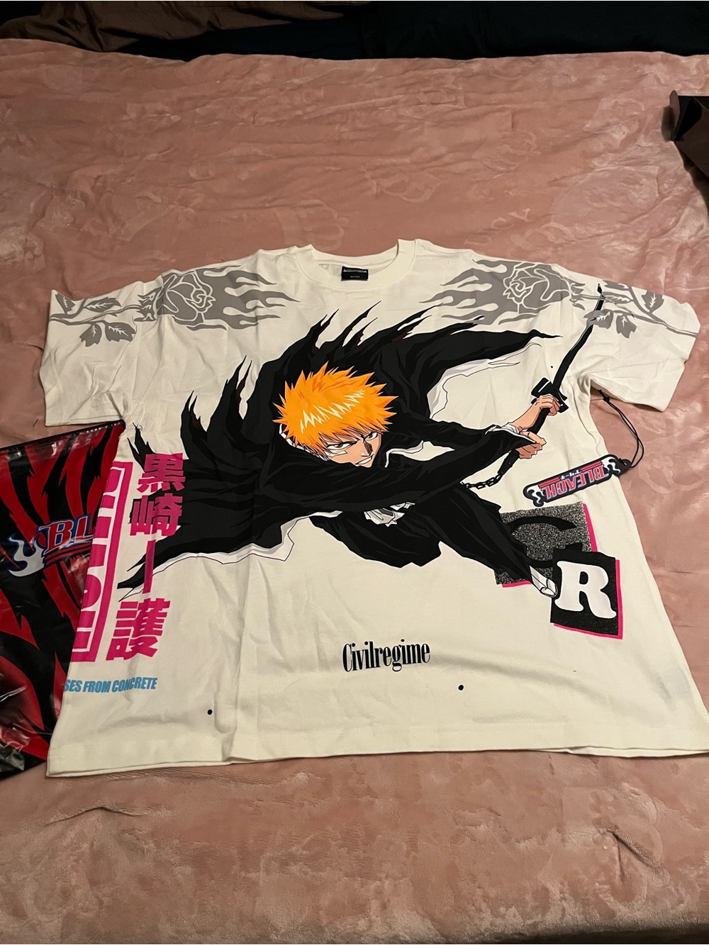 Civilregime Ichigo Graphic Short Sleeve Tee - White with Black & Orange